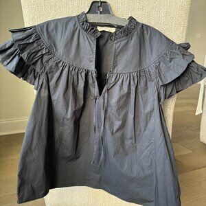 ULLA JOHNSON BLACK BLOUSE